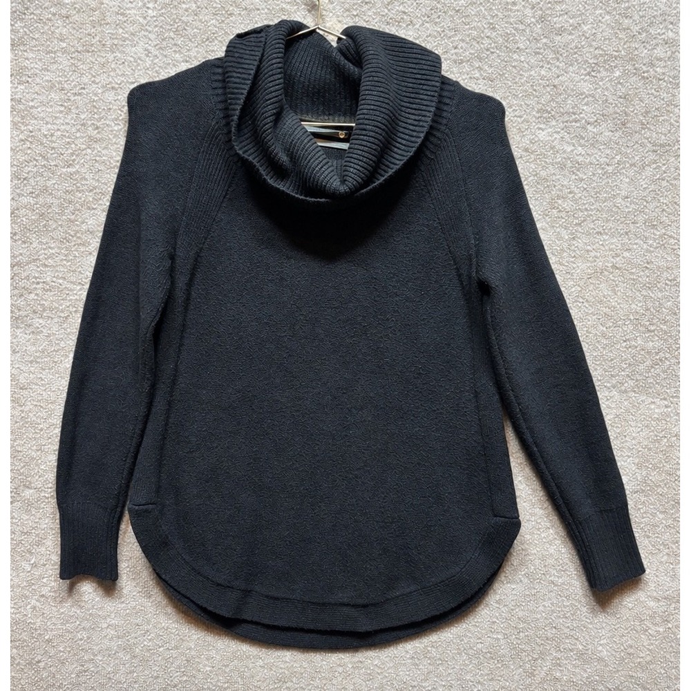 Anthropologie Brenta Cowl Neck Sweater Womens Small Black Relaxed Fit Thick Knit